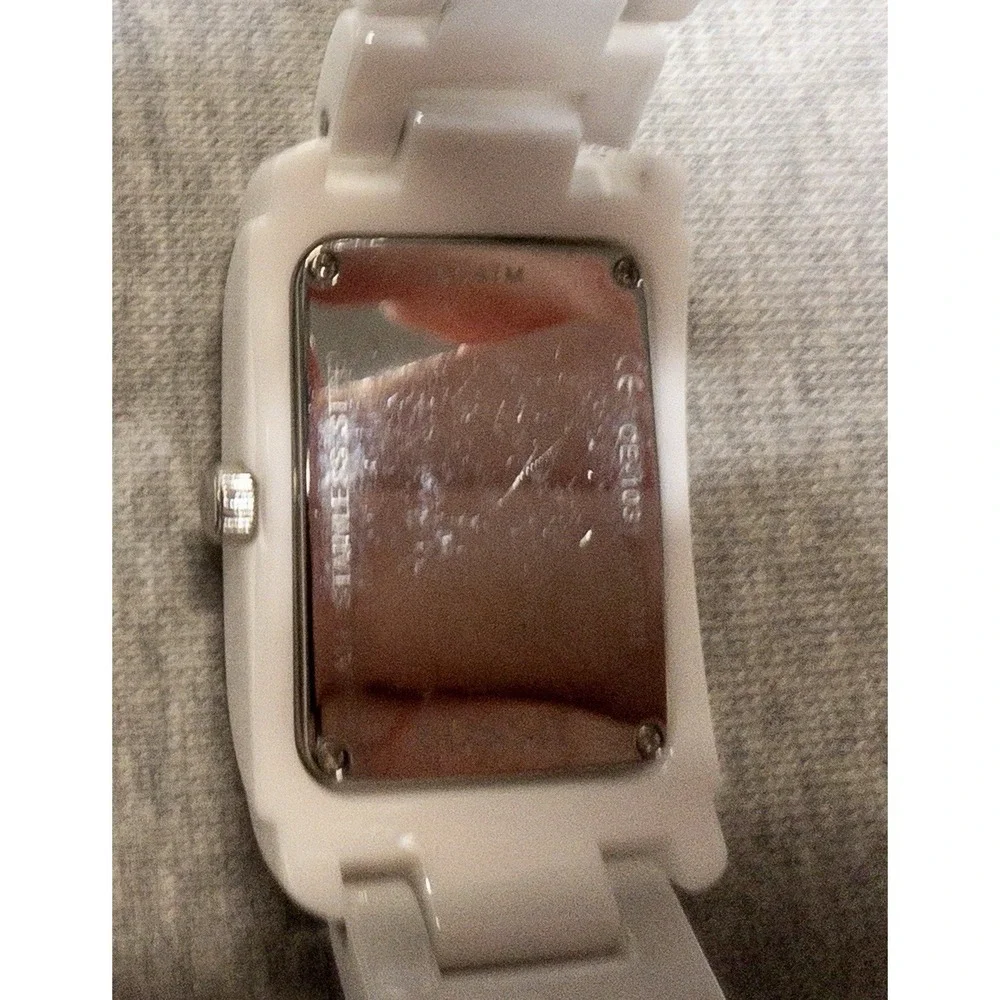Fossil Tank Ceramic Womens Watch 29mm White MOP Dial CE-1031‎ New Battery